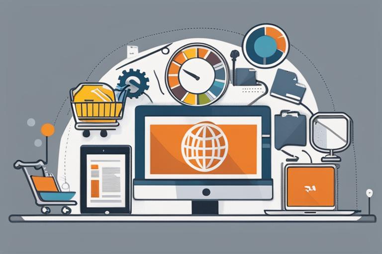 The featured image should contain a collage of various elements related to ecommerce and SEO. It cou