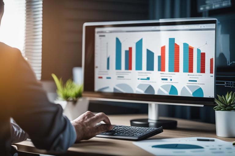An image of a person analyzing data on a computer screen