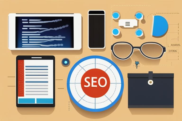 The featured image should contain a collage of various SEO elements and tools