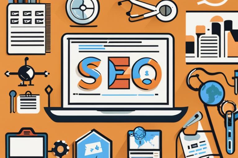 The featured image should contain a collage of various SEO tools and icons representing different ca