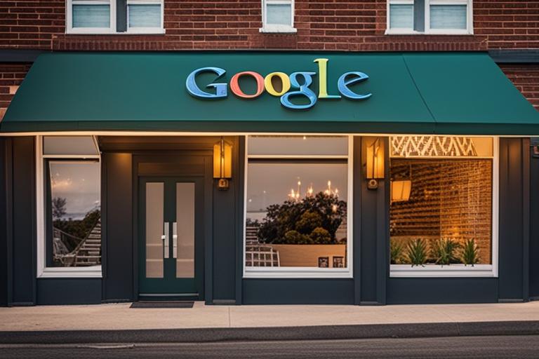 The image should showcase a well optimized and visually appealing Google My Business profile with hi