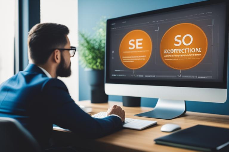 An image of a person attending an SEO conference or webinar