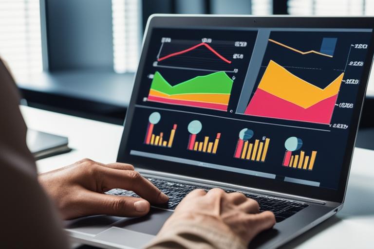 An image of a person using a laptop and analyzing website analytics data