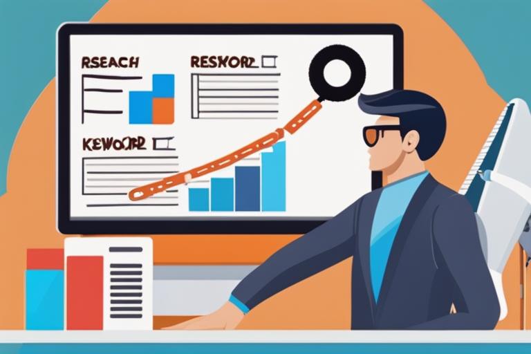 An image of a person using keyword research tools such as Google Keyword Planner