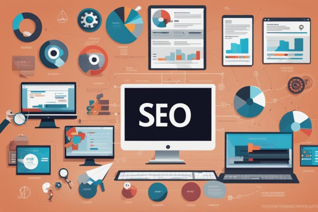 The featured image could be a collage showcasing different aspects of SEO such as keyword research