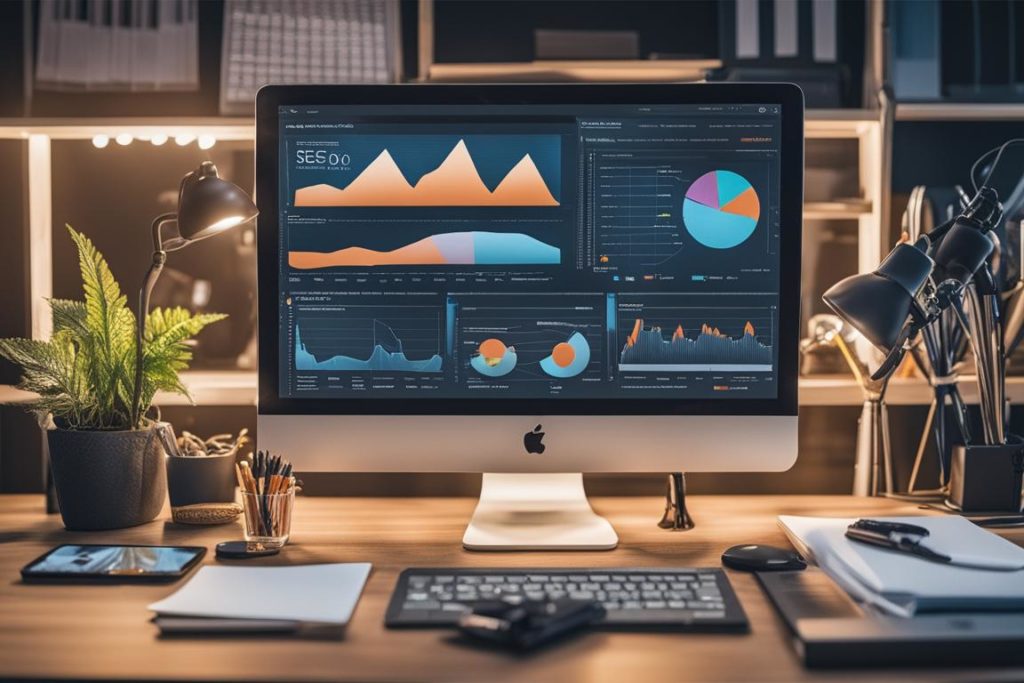The featured image should contain a collage of various SEO tools and analytics dashboards displaying