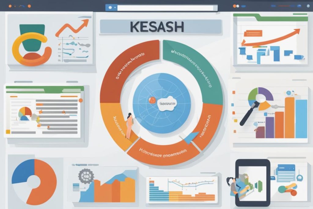 The featured image should contain a visual representation of keyword research tools such as Google K