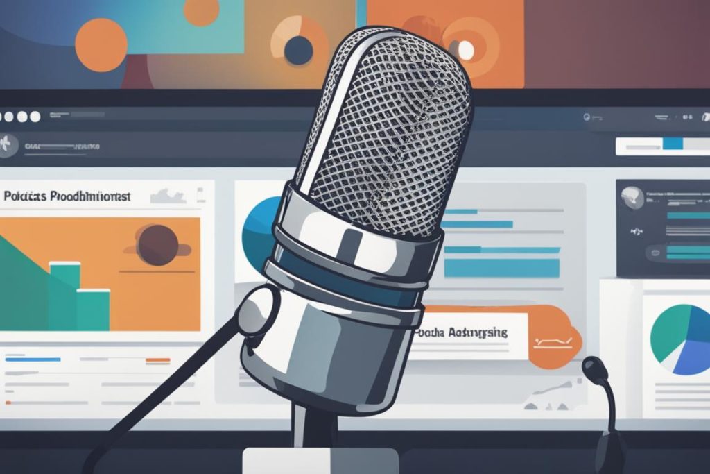 The featured image should contain a visual representation of podcasting and search engine optimizati