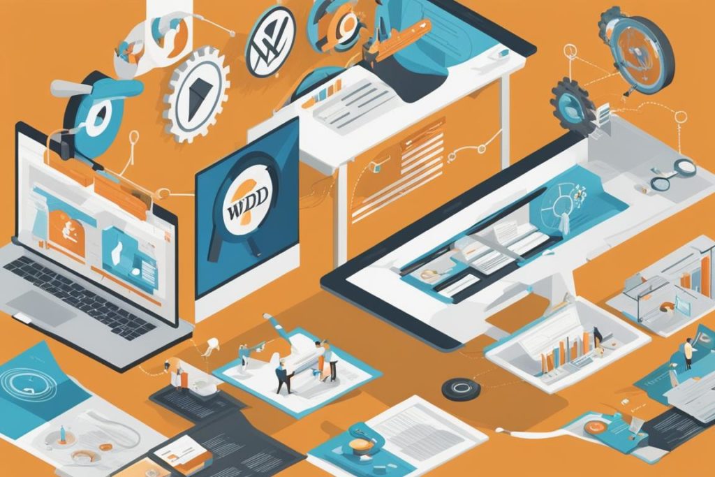 The featured image should contain a visually appealing collage of WordPress website optimization ele