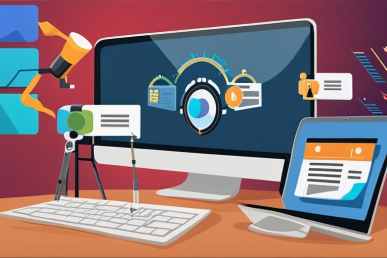 The featured image should portray a digital marketing professional creating high-quality content whi