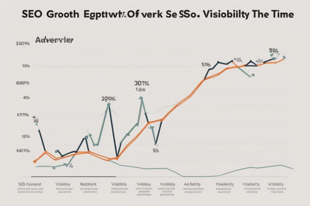 A line graph showing the growth of SEO visibility over time