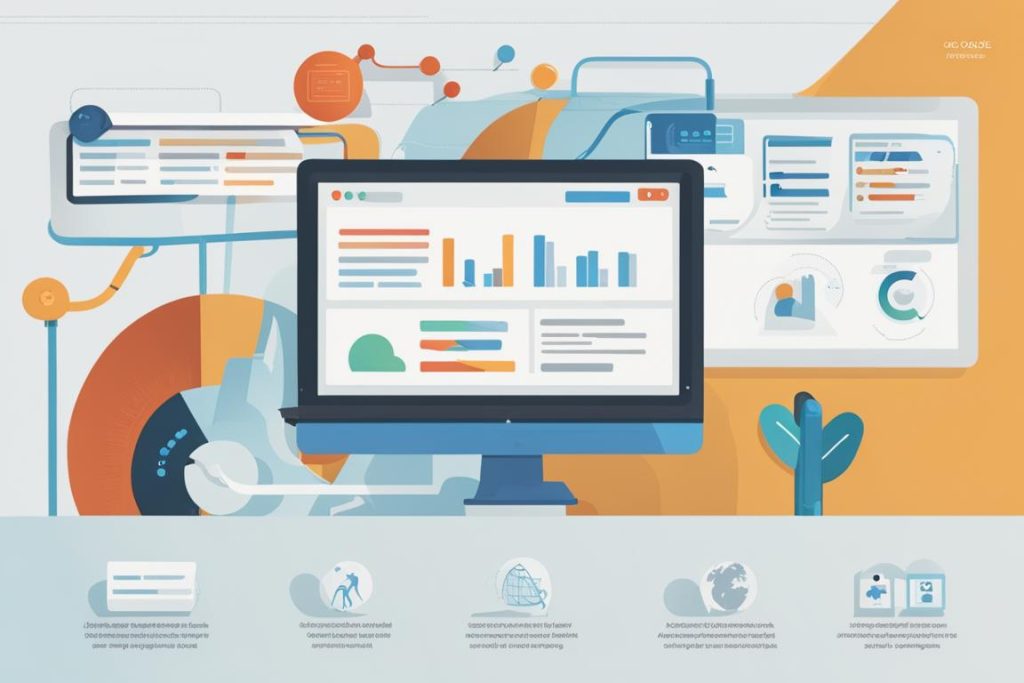 An illustration of a website interface with clear navigation