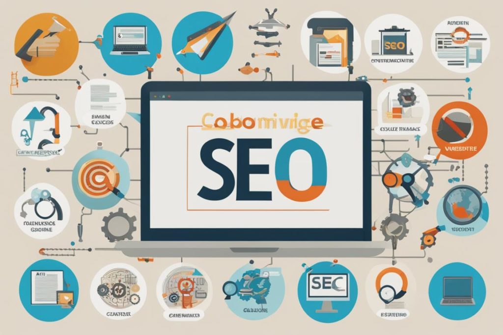 The featured image should be a collage of various elements related to SEO