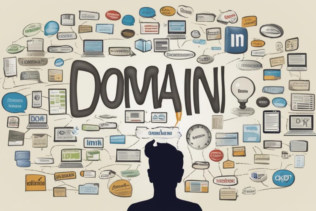 The featured image should contain a visual representation of a domain name selection process