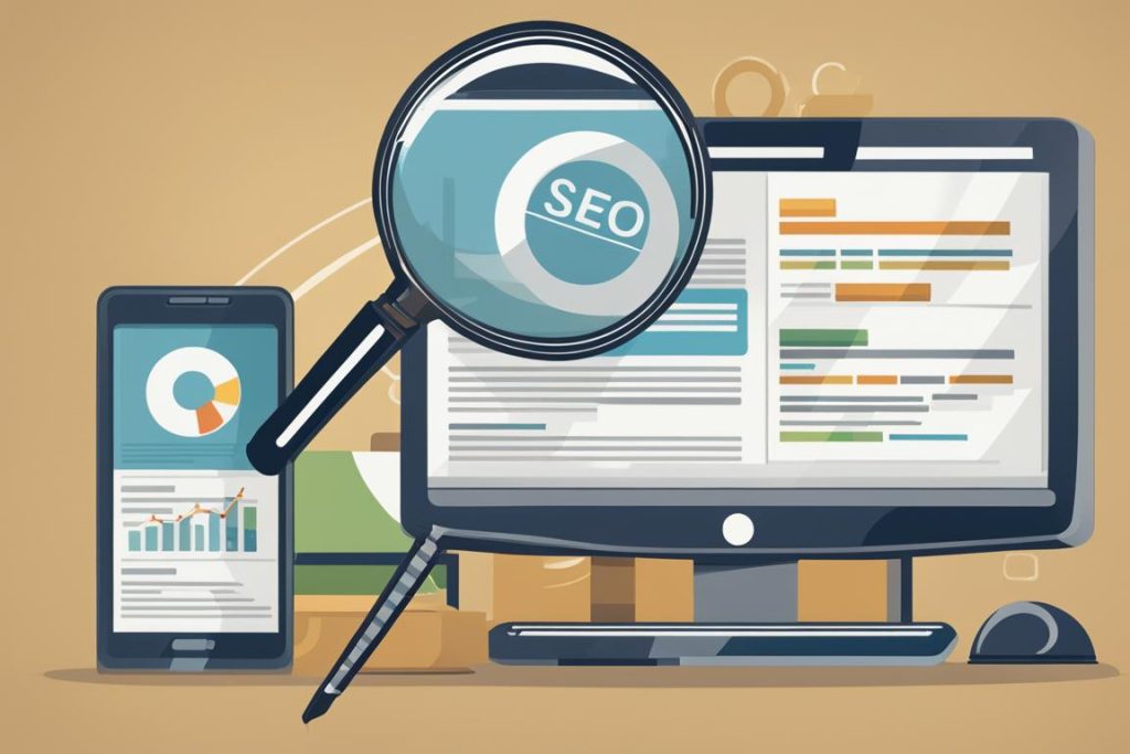 The featured image should contain a visual representation of search engine optimization (SEO) such a