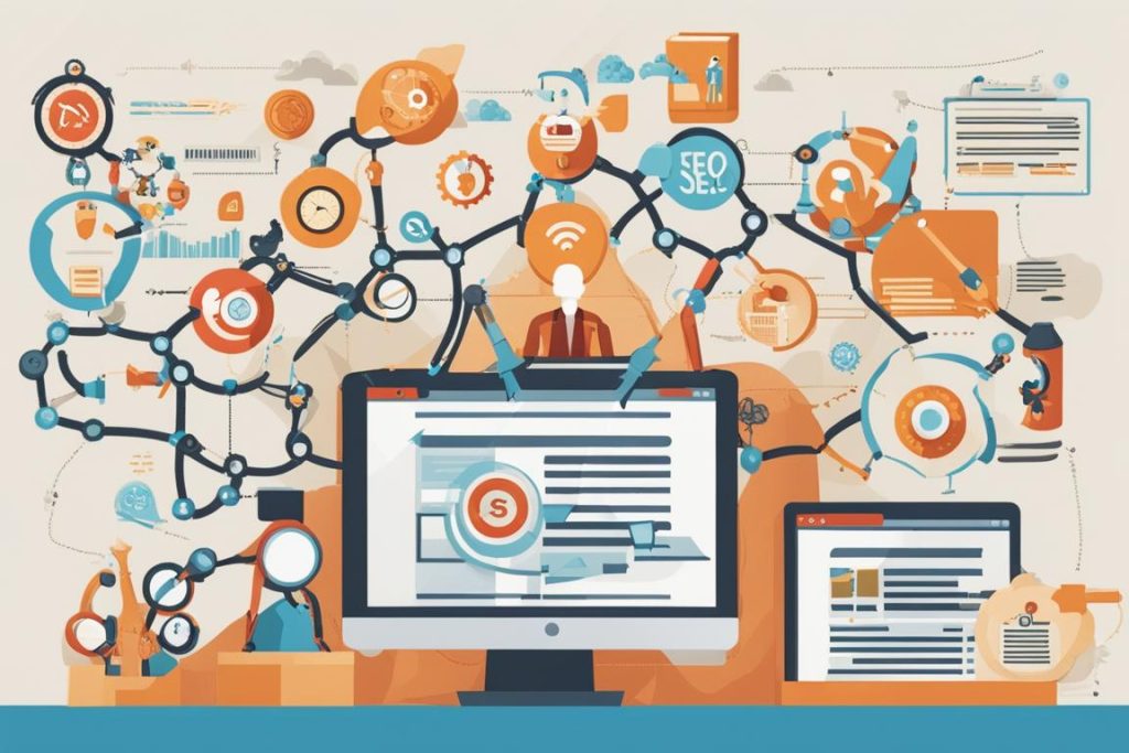 The featured image should contain a visually appealing representation of the integration between SEO
