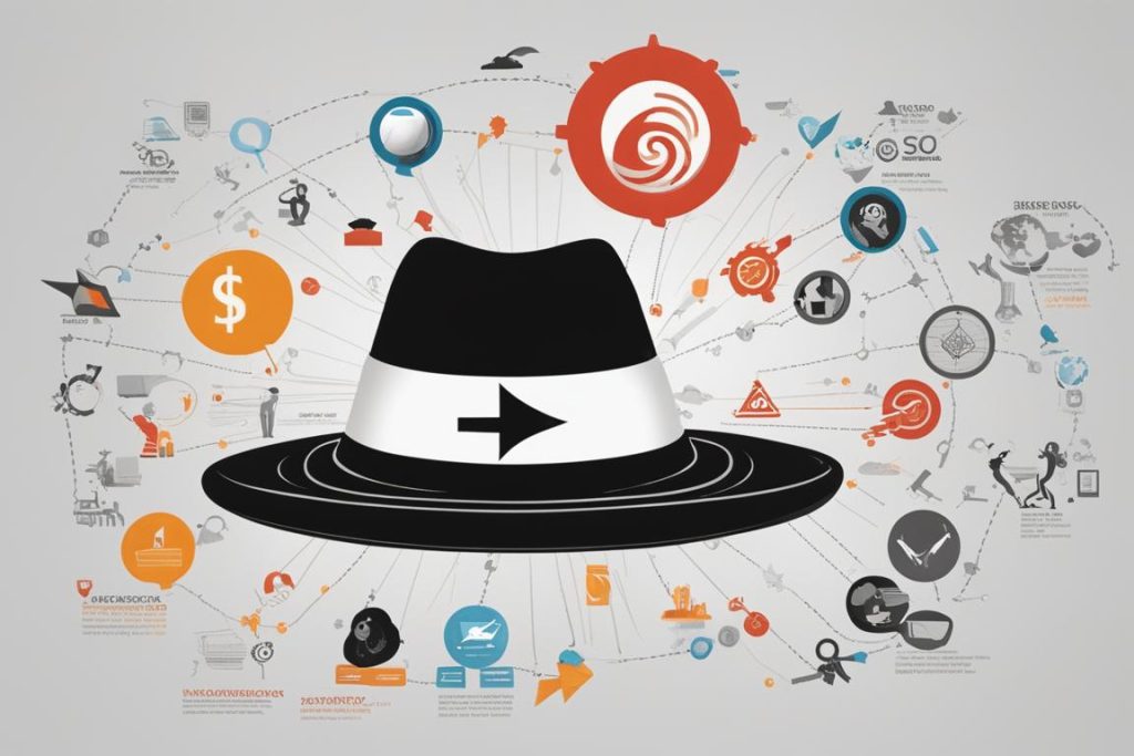 The featured image should contain contrasting visual elements representing Black Hat SEO