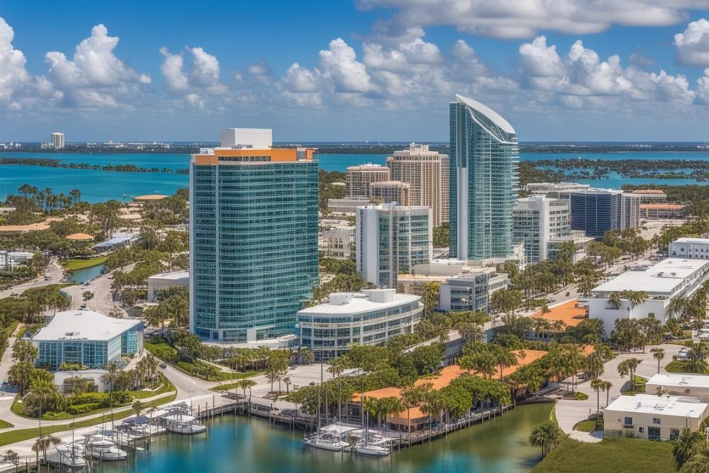 A panoramic aerial view of Sarasota