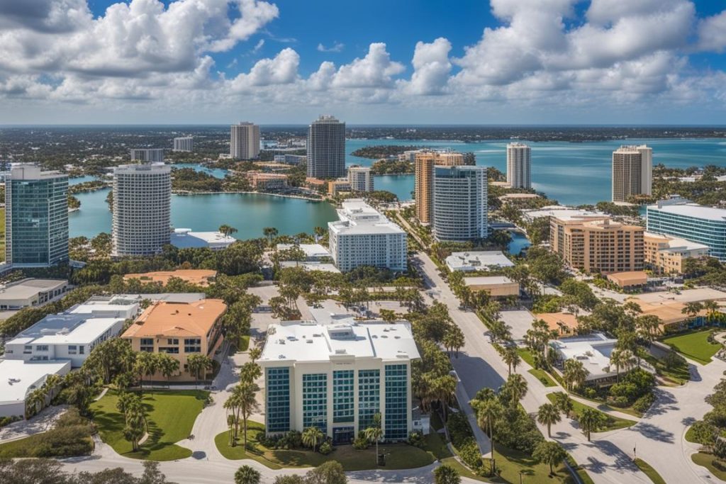 An aerial view of Sarasota