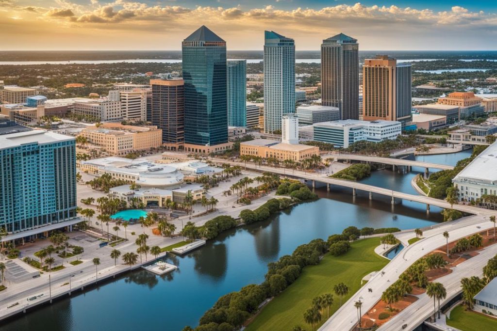 An aerial view of downtown Tampa