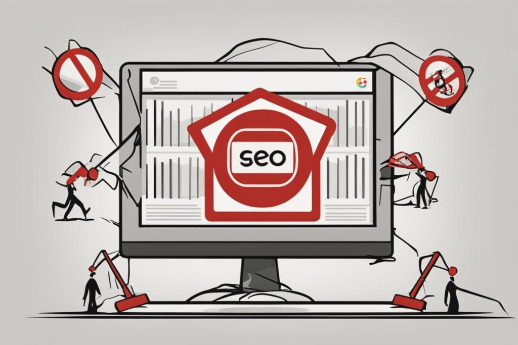 The featured image should contain a visual representation of a website being penalized by Google