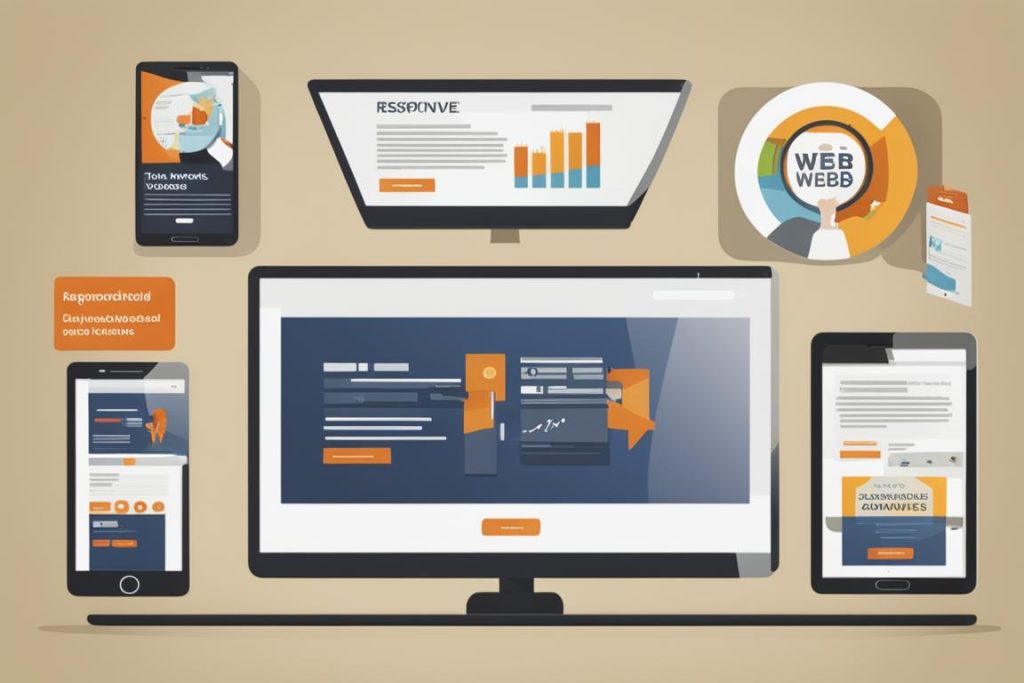 The featured image should contain a visually appealing and professional showcase of a responsive web