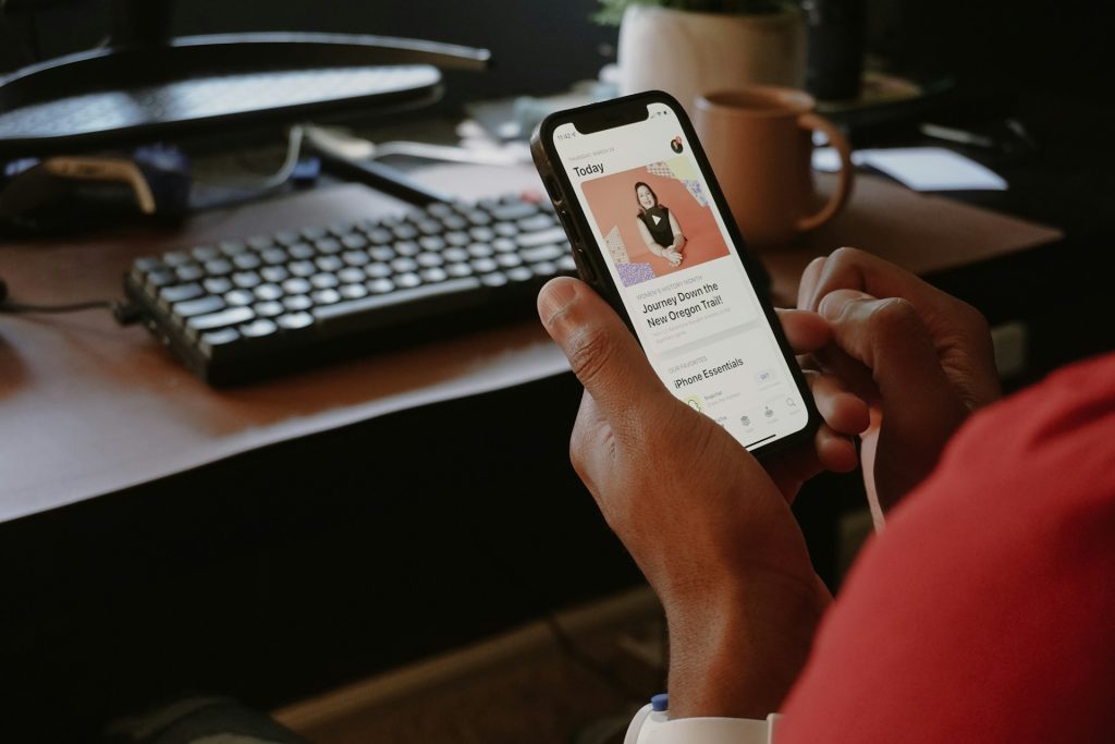 person accessing mobile website